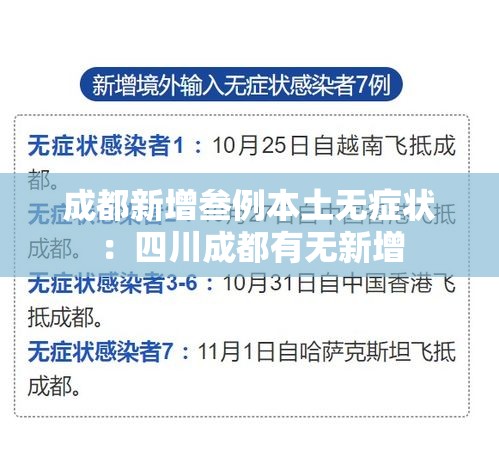 成都新增叁例本土无症状:四川成都有无新增 成都新增叁例本土无症状:四川成都有无新增