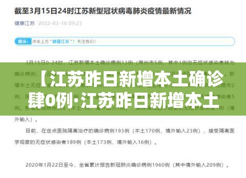 【江苏昨日新增本土确诊肆0例·江苏昨日新增本土确诊肆0例是真的吗】 【江苏昨日新增本土确诊肆0例·江苏昨日新增本土确诊肆0例是真的吗】