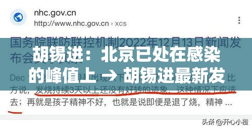 胡锡进:北京已处在感染的峰值上 → 胡锡进最新发声文章 胡锡进:北京已处在感染的峰值上 → 胡锡进最新发声文章